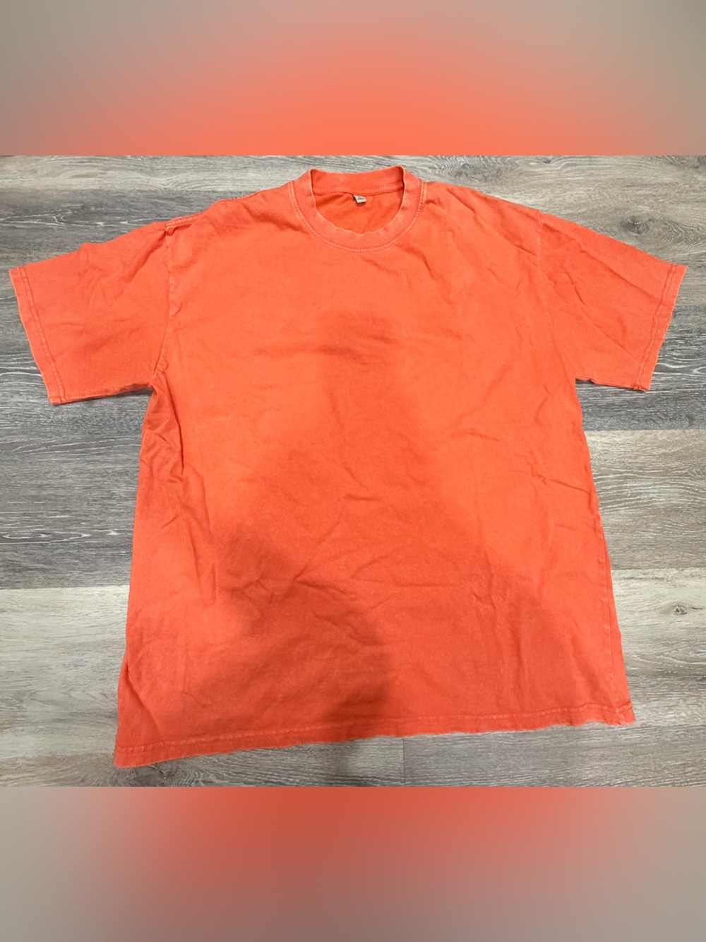 Women's Orange Solid Cotton Knit Crew Neck Short Sleeve Oversized T-Shirt